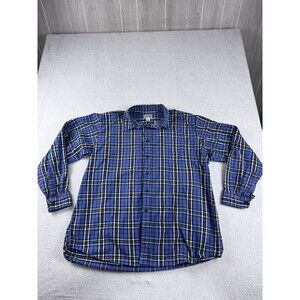 L.L.Bean Men's Plaid Flannel Button-Down Shirt XL-REG Blue Red Black White 100%